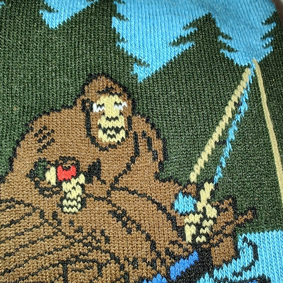 Bigfoot Sock Co. Fishing Sasquatch On Doc/ Fish Designs Unisex Socks Size 6-12 - Picture 4 of 4